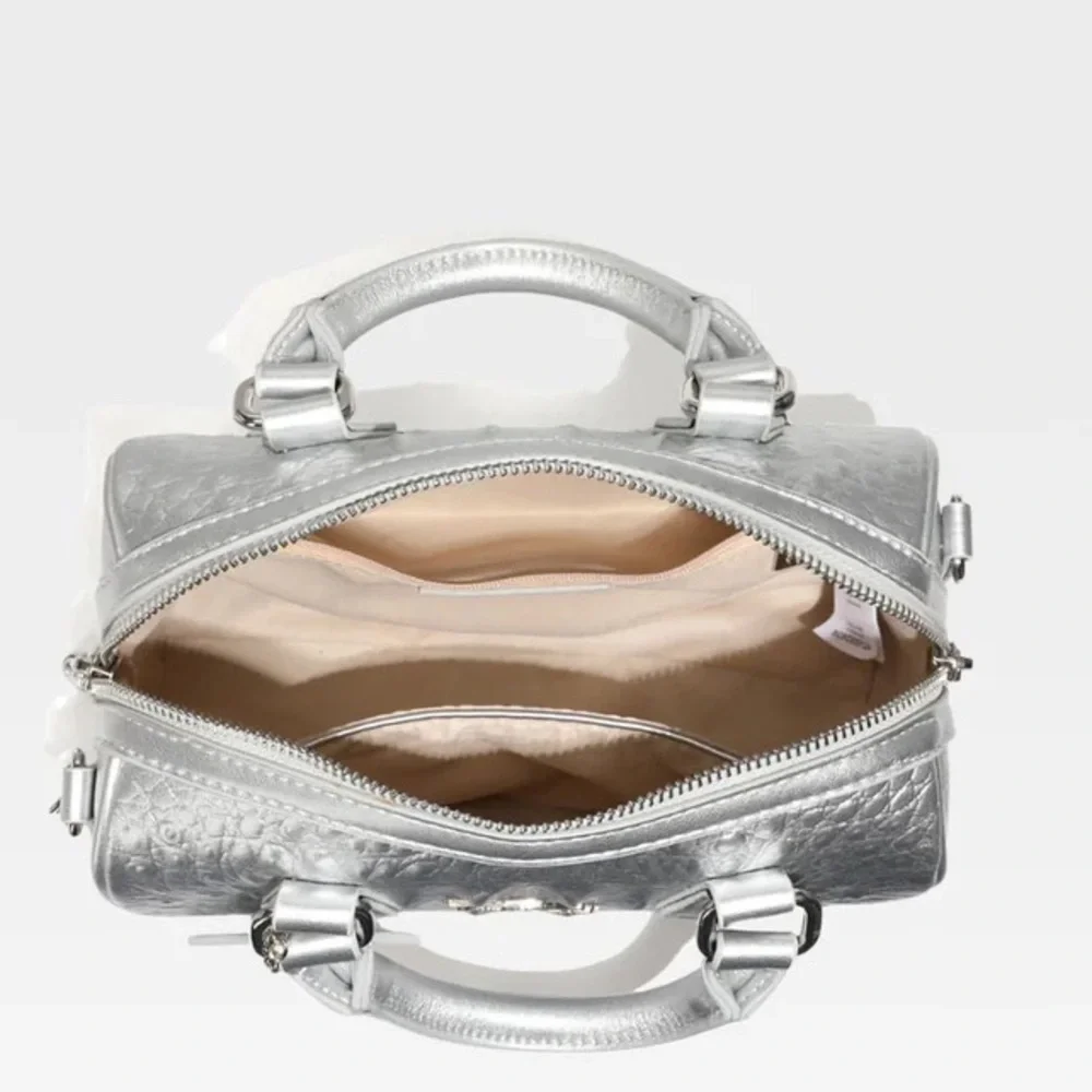 Tote & Carry Silver Crocodile Animal Print Top Handle Bag